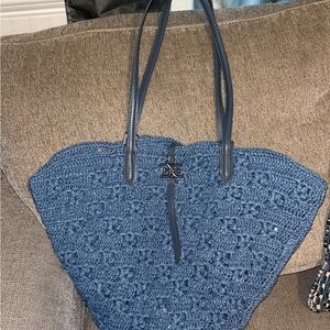 Sam Edelman Navy Crochet Tote Bag